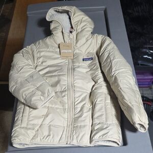 Patagonia Beige Hooded Puffer Jacket
